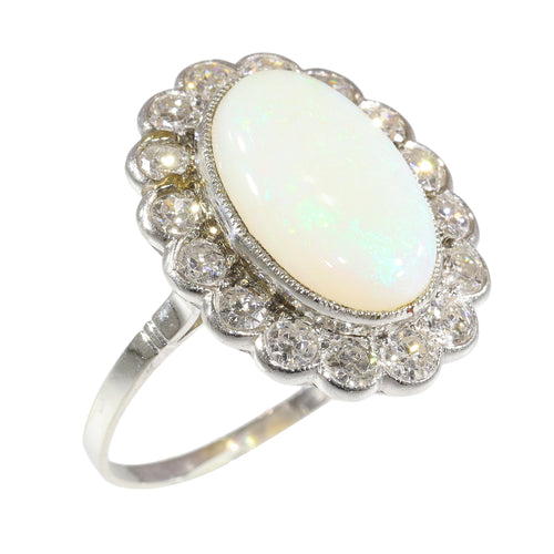 Bague 60 Bague vintage années 1950 en platine, opale et diamants 58 Facettes 17226-0017