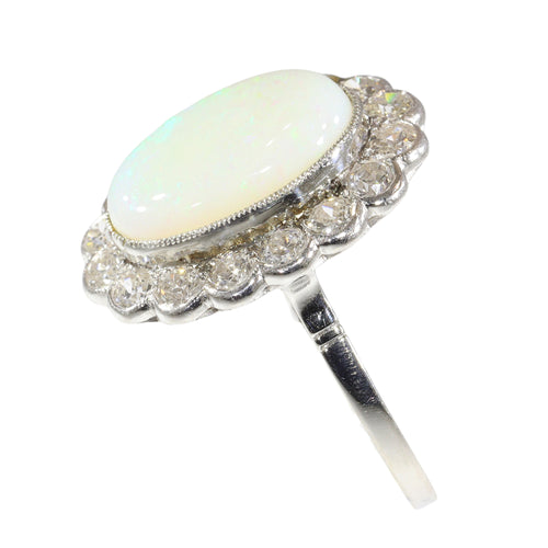 Bague 60 Bague vintage années 1950 en platine, opale et diamants 58 Facettes 17226-0017