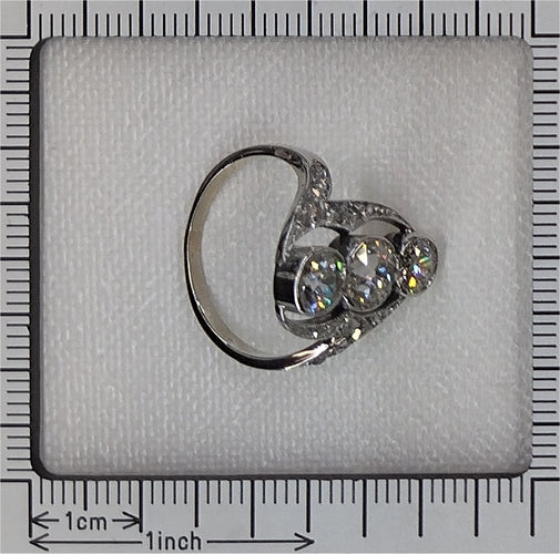 Bague 54 Bague Belle Époque trois diamants en or blanc 18K 58 Facettes 25351-0042