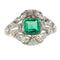 Bague 59 Bague de fiançailles vintage 1920 en platine, émeraude colombienne et diamants 58 Facettes 16144-0061