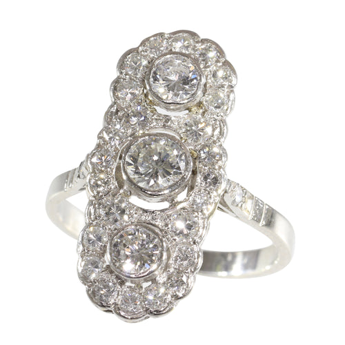 Bague 56 Bague vintage Art déco revival en platine et diamants 58 Facettes 16300-0191