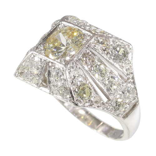 Bague 54 Bague de fiançailles Art déco en platine et diamants (vers 1930) 58 Facettes 16330-0222