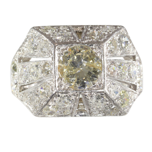 Bague 54 Bague de fiançailles Art déco en platine et diamants (vers 1930) 58 Facettes 16330-0222