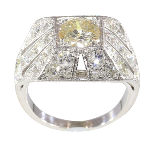 Bague 54 Bague de fiançailles Art déco en platine et diamants (vers 1930) 58 Facettes 16330-0222