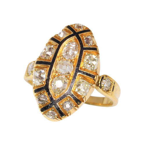Bague 51 Bague rococo en or jaune 18K et diamants (vers 1750) 58 Facettes 16340-0042