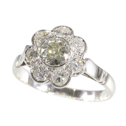Bague 55 Bague de fiançailles vintage années 1950 en platine et diamants 58 Facettes 17185-0383