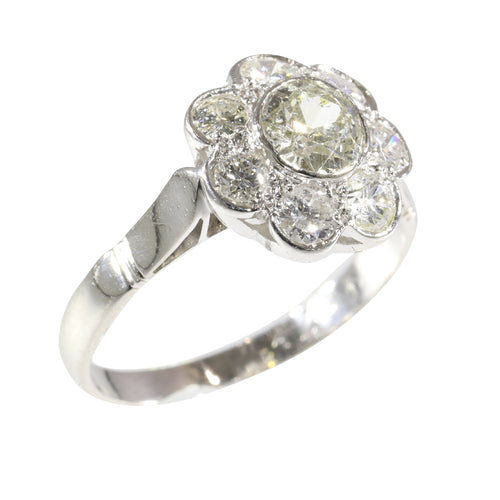 Bague 55 Bague de fiançailles vintage années 1950 en platine et diamants 58 Facettes 17185-0383