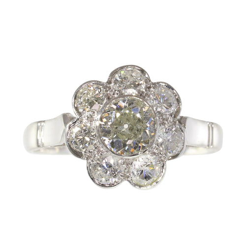 Bague 55 Bague de fiançailles vintage années 1950 en platine et diamants 58 Facettes 17185-0383