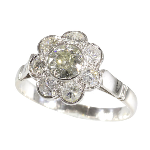 Bague 55 Bague de fiançailles vintage années 1950 en platine et diamants 58 Facettes 17185-0383