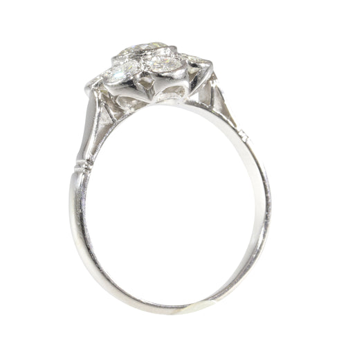 Bague 55 Bague de fiançailles vintage années 1950 en platine et diamants 58 Facettes 17185-0383