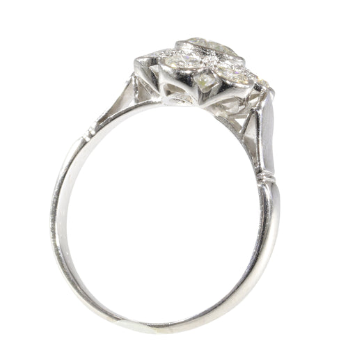 Bague 55 Bague de fiançailles vintage années 1950 en platine et diamants 58 Facettes 17185-0383