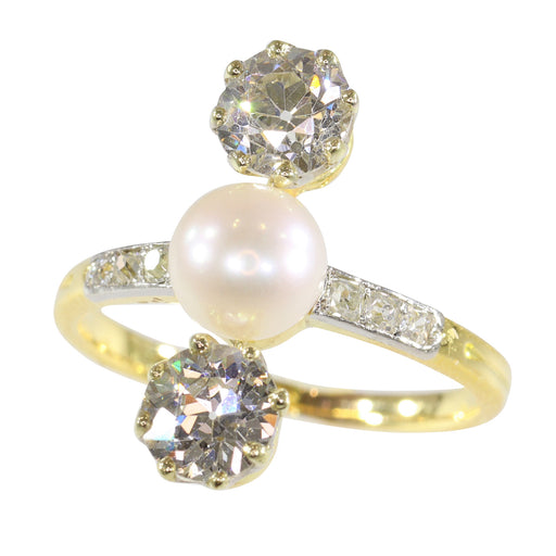 Bague 54 Bague de fiançailles Belle Époque 1915 en or 18K et diamants 58 Facettes 18256-0130