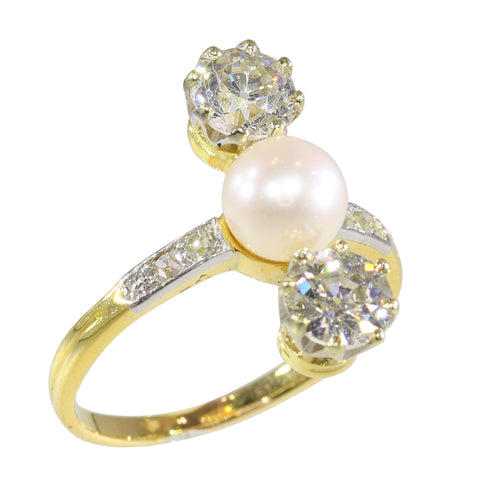 Bague 54 Bague de fiançailles Belle Époque 1915 en or 18K et diamants 58 Facettes 18256-0130