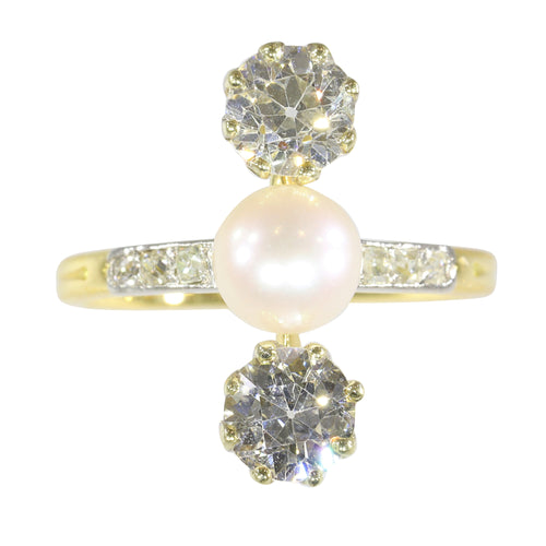 Bague 54 Bague de fiançailles Belle Époque 1915 en or 18K et diamants 58 Facettes 18256-0130