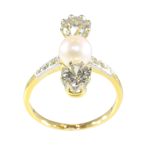 Bague 54 Bague de fiançailles Belle Époque 1915 en or 18K et diamants 58 Facettes 18256-0130