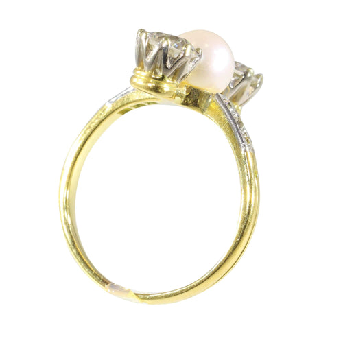 Bague 54 Bague de fiançailles Belle Époque 1915 en or 18K et diamants 58 Facettes 18256-0130