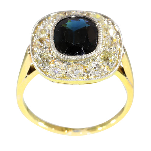 Bague 51 Bague vintage - Saphir et diamants en or jaune 18K 58 Facettes 18351-0023
