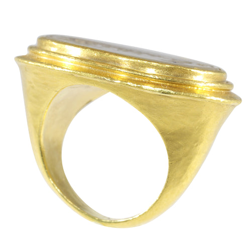 Bague 56 Bague sceau classique du XVIIIe siècle en or jaune, intaille agate 58 Facettes 19087-0061