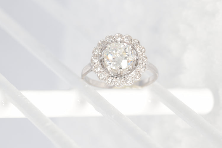 Bague 54 Bague Art déco en platine avec 17 diamants (env. 1,67 ct) 58 Facettes 19157-0036