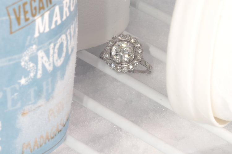 Bague 54 Bague Art déco en platine avec 17 diamants (env. 1,67 ct) 58 Facettes 19157-0036