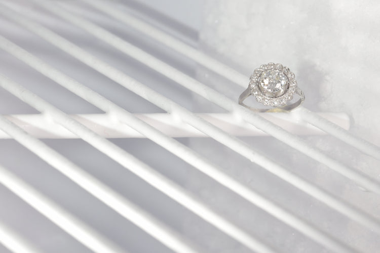 Bague 54 Bague Art déco en platine avec 17 diamants (env. 1,67 ct) 58 Facettes 19157-0036