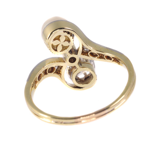 Bague 58 Belle Époque - Bague toi et moi en or jaune 18K, diamants et perle 58 Facettes 20155-0500