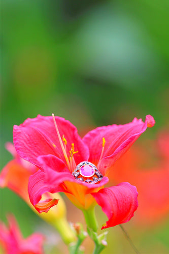Bague 56 Bague vintage années 1930 en or rouge 18 ct, rubellite et diamants 58 Facettes 20296-0351