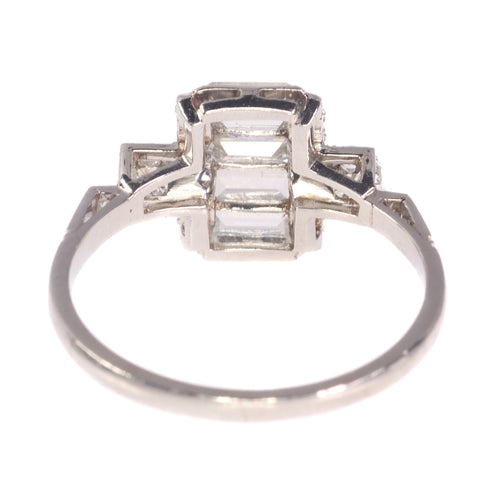 Bague 54 Bague vintage années 1950 Art déco en platine et diamants 58 Facettes 21042-0157