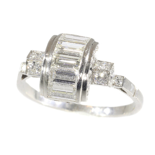 Bague 54 Bague vintage années 1950 Art déco en platine et diamants 58 Facettes 21042-0157