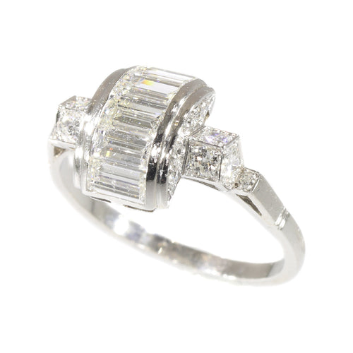 Bague 54 Bague vintage années 1950 Art déco en platine et diamants 58 Facettes 21042-0157