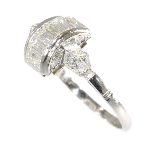 Bague 54 Bague vintage années 1950 Art déco en platine et diamants 58 Facettes 21042-0157