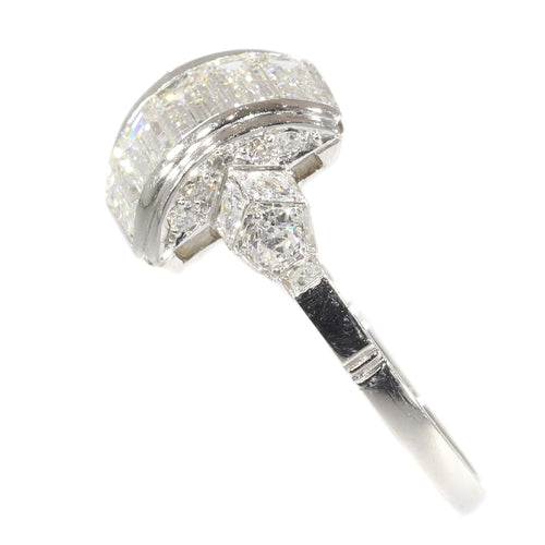 Bague 54 Bague vintage années 1950 Art déco en platine et diamants 58 Facettes 21042-0157