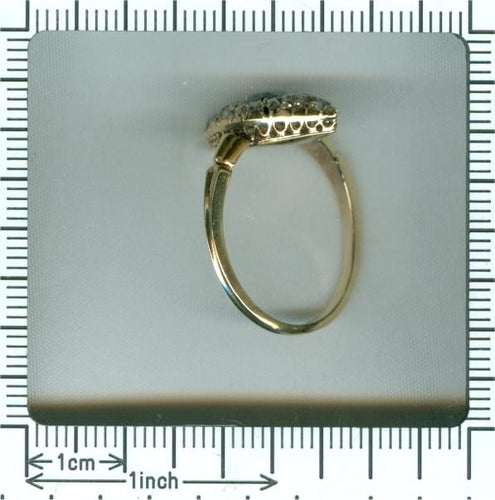 Bague 59 Bague de fiançailles victorienne 1840 en or jaune 18K, saphir et diamants 58 Facettes 21097-0172
