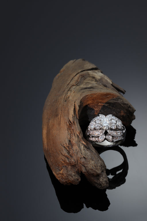 Bague 59 Bague vintage années 1950 en platine et diamants 3,44 ct 58 Facettes 21174-0487