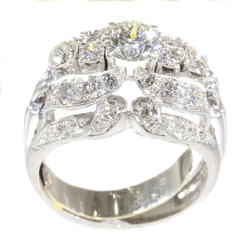 Bague 59 Bague vintage années 1950 en platine et diamants 3,44 ct 58 Facettes 21174-0487