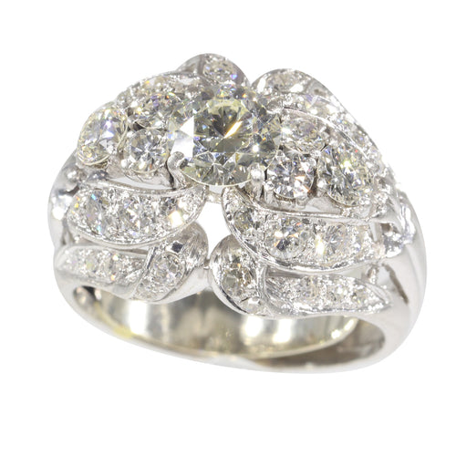 Bague 59 Bague vintage années 1950 en platine et diamants 3,44 ct 58 Facettes 21174-0487