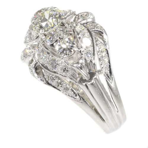 Bague 59 Bague vintage années 1950 en platine et diamants 3,44 ct 58 Facettes 21174-0487