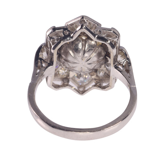 Bague 50 Bague Art déco belge en platine avec diamants et perle de culture 58 Facettes 22132-0317