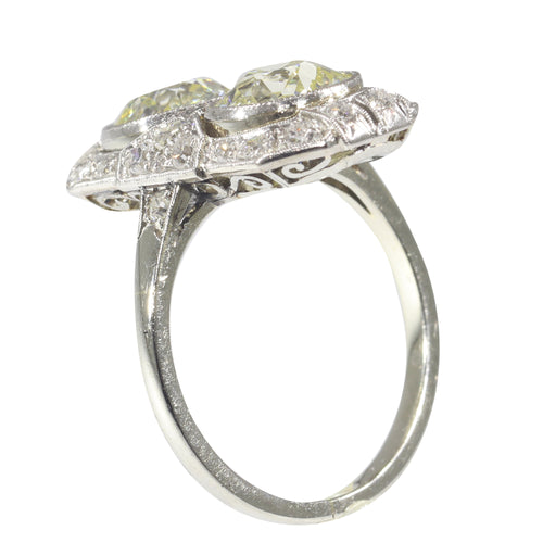 Bague 51 Art déco - Bague en or blanc 18K et diamants (env. 2,70 ct) 58 Facettes 22193-0036