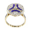 Bague 50 Bague Art déco vintage en or jaune 18K, diamants et émail bleu 58 Facettes 22236-0281