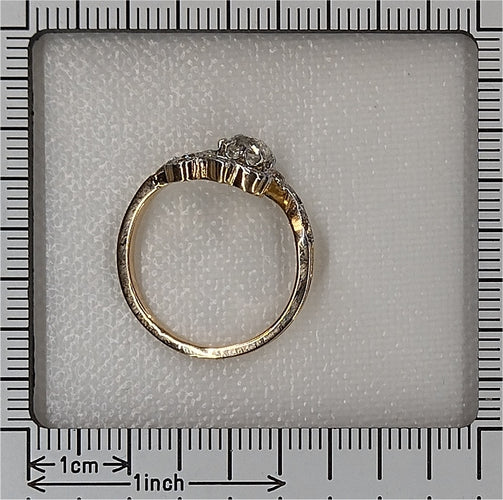Bague 53 Belle Époque - Bague de fiançailles en platine et or jaune 18K, diamants 58 Facettes 22152-0291