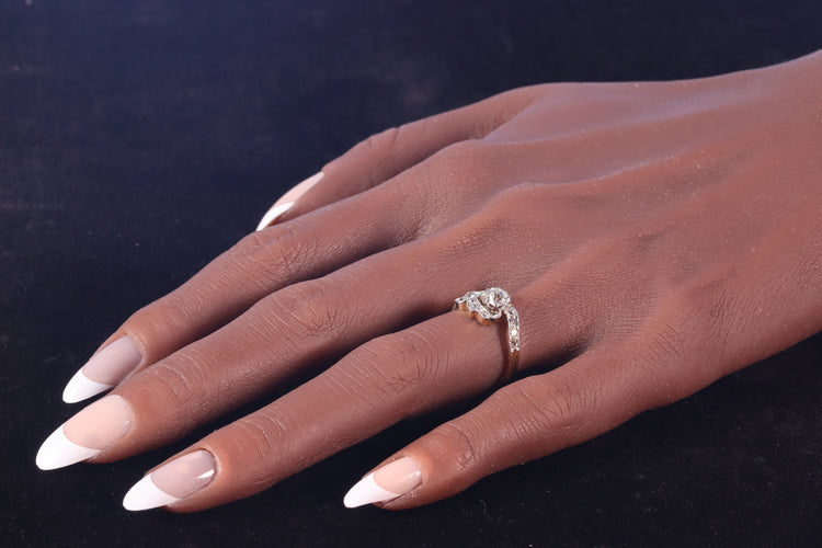 Bague 53 Belle Époque - Bague de fiançailles en platine et or jaune 18K, diamants 58 Facettes 22152-0291