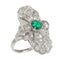 Bague 54 Bague Art déco de fiançailles en platine, diamants et émeraude 58 Facettes 22151-0121