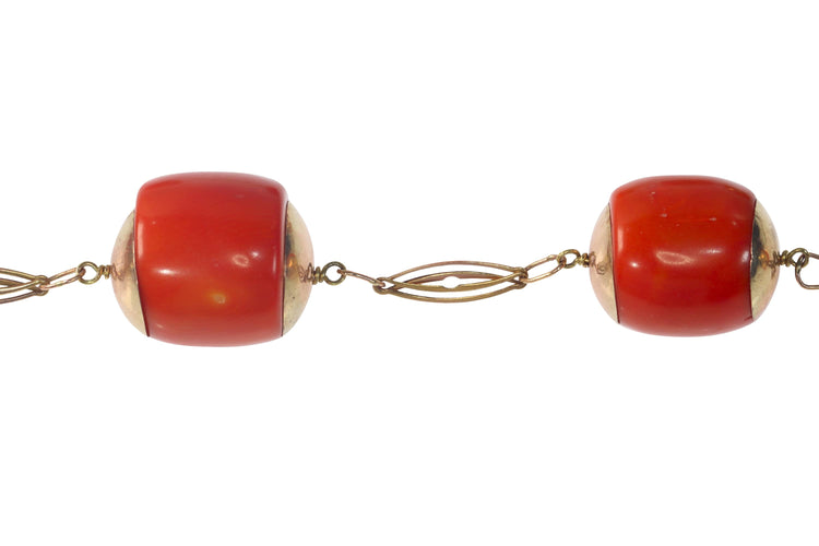 Collier Collier ancien - Double rang de perles de corail en or jaune 14K 58 Facettes 22235-0056