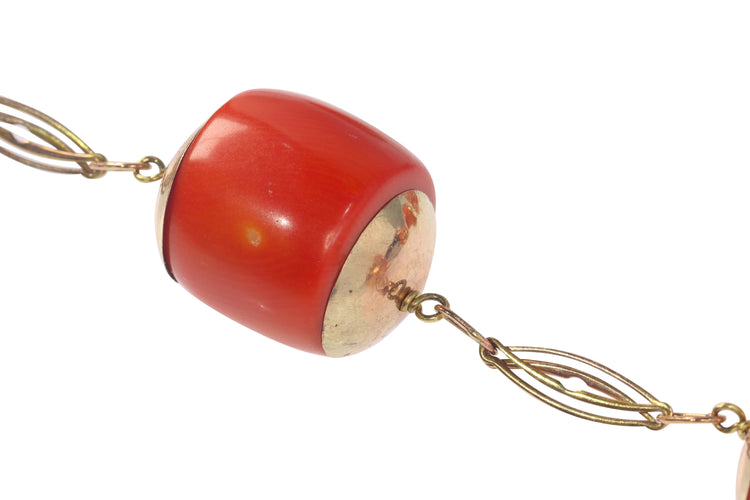 Collier Collier ancien - Double rang de perles de corail en or jaune 14K 58 Facettes 22235-0056