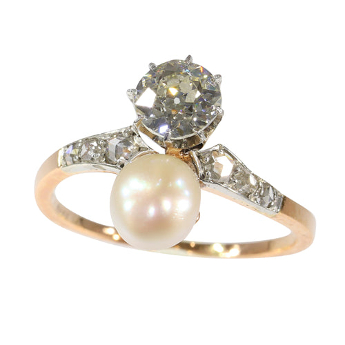 Bague 58 Bague de fiançailles 1895 en platine et or rouge 18K avec diamants 58 Facettes 22327-0067