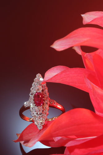Bague 53 Bague victorienne en or rouge 18K avec rubis et diamants 58 Facettes 22298-0136