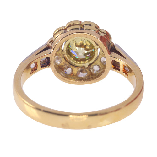 Bague 55 Bague de fiançailles vintage en or jaune 18K et diamants jaunes 58 Facettes 23081-0049