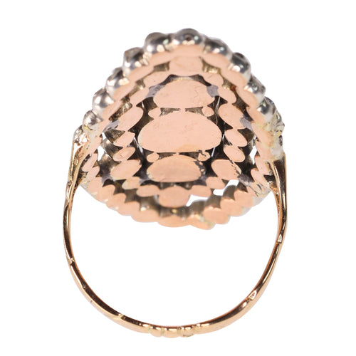 Bague 58 Bague victorienne en or rouge 14K et argent, 53 diamants taille rose 58 Facettes 23073-0137