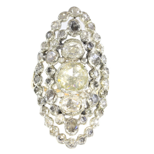 Bague 58 Bague victorienne en or rouge 14K et argent, 53 diamants taille rose 58 Facettes 23073-0137